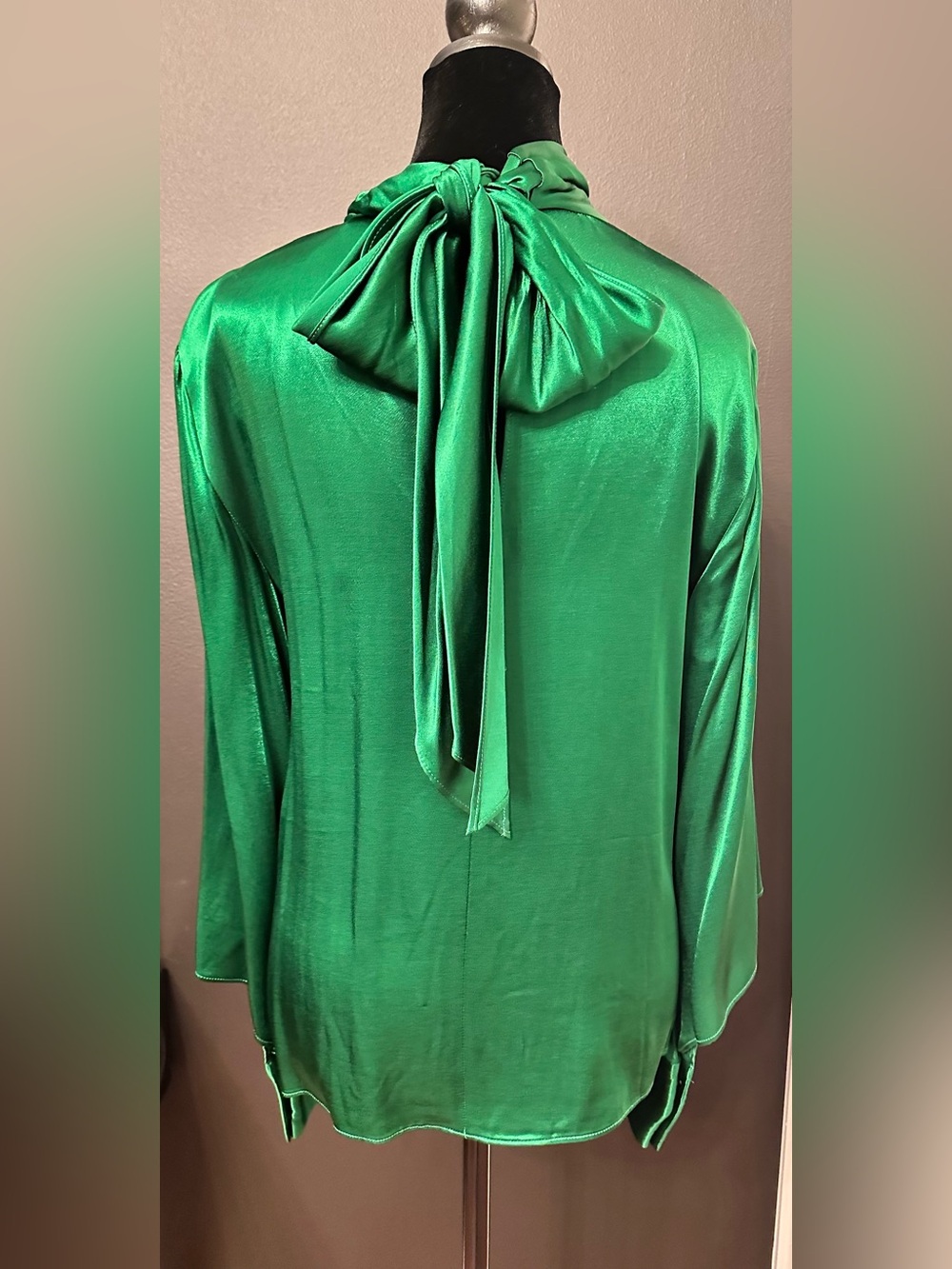Zara Emerald Satin Blouse - Picture 4 of 7